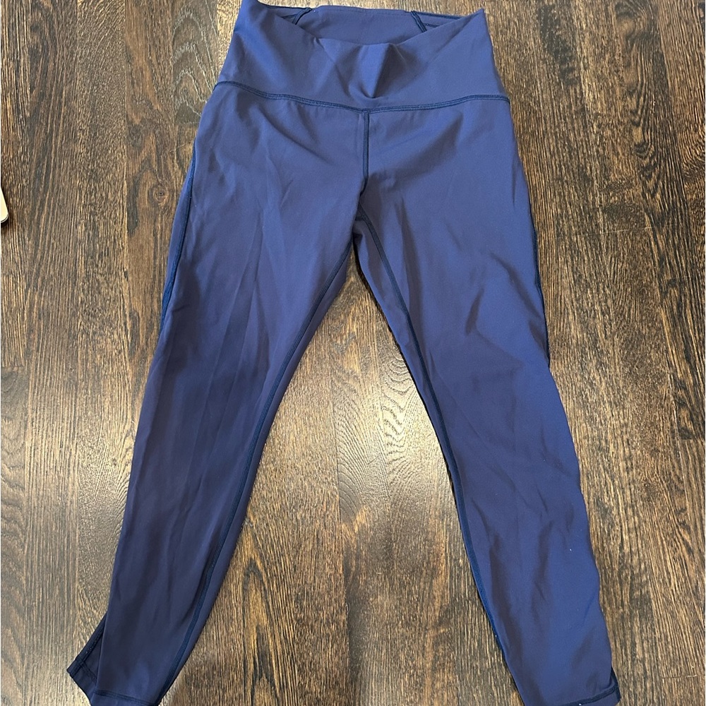 Dark purple Lululemon Align leggings with mesh on knees down